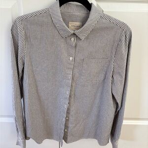 Sezane Blue and White Casual Button Down Shirt